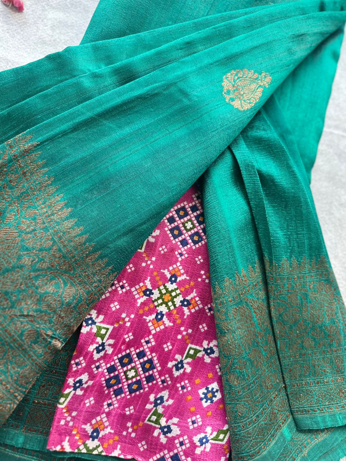Green Pure Raw Silk Saree 109