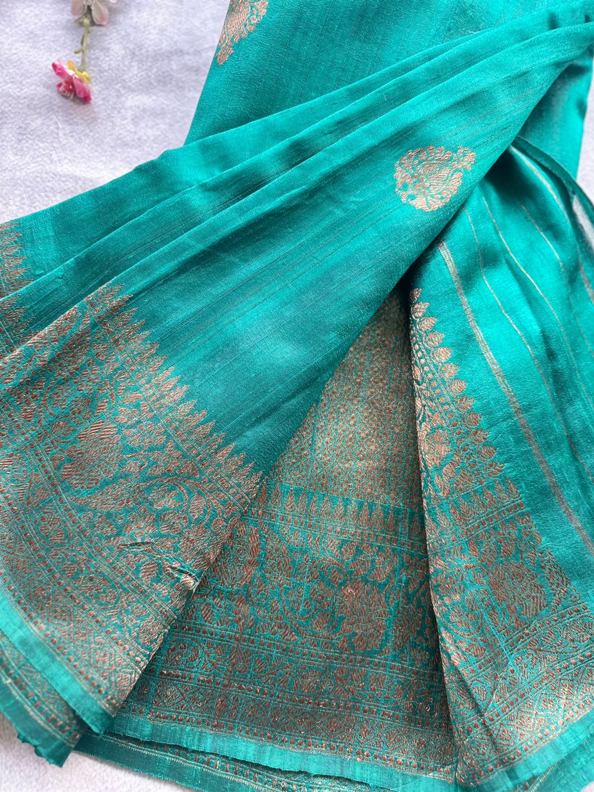 Green Pure Raw Silk Saree 109