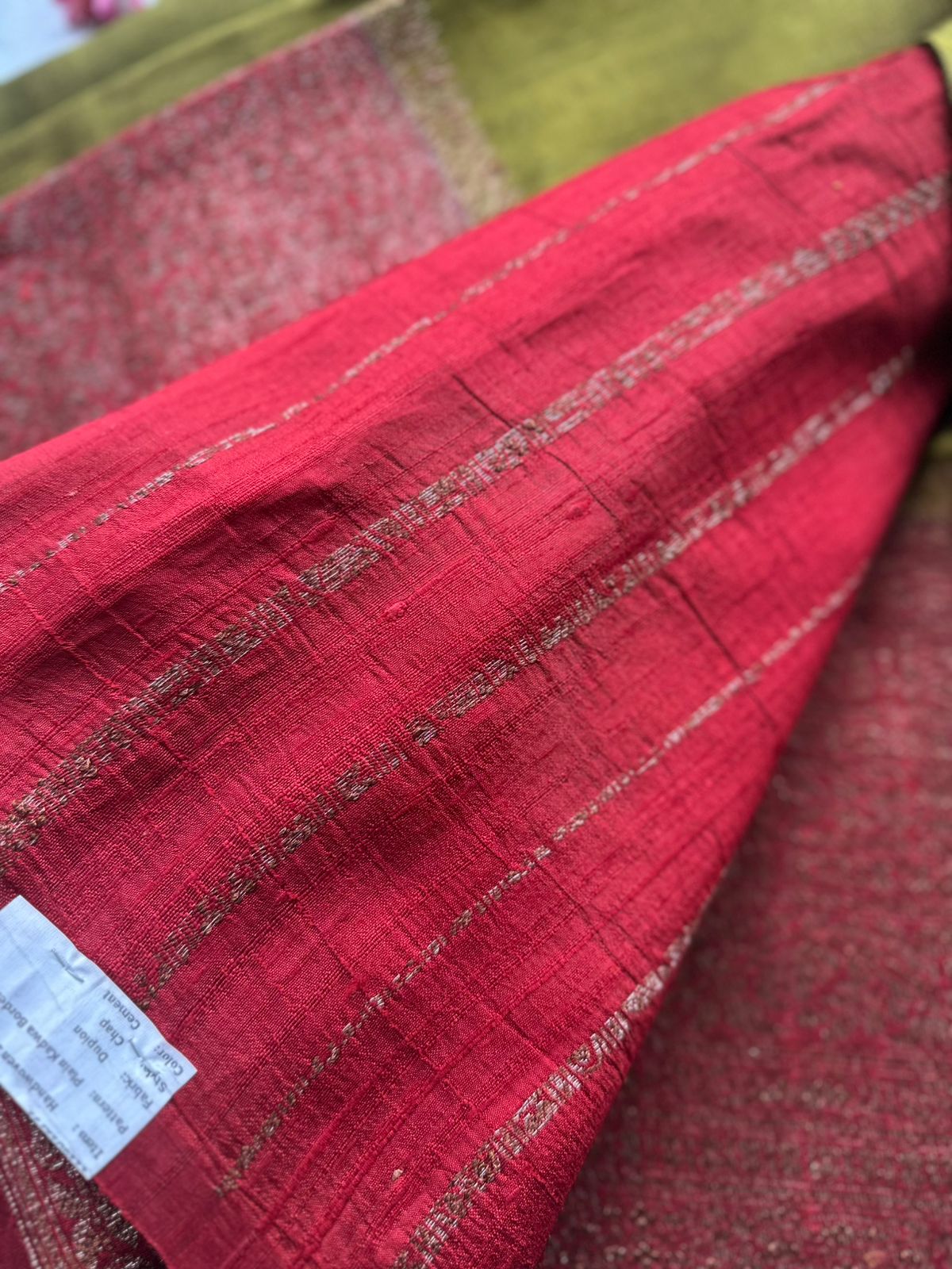 Mehandi Green Pure Raw Silk Saree 109