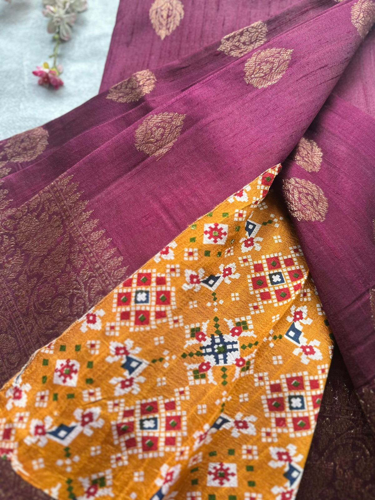 Wine Pure Raw Silk Saree 109