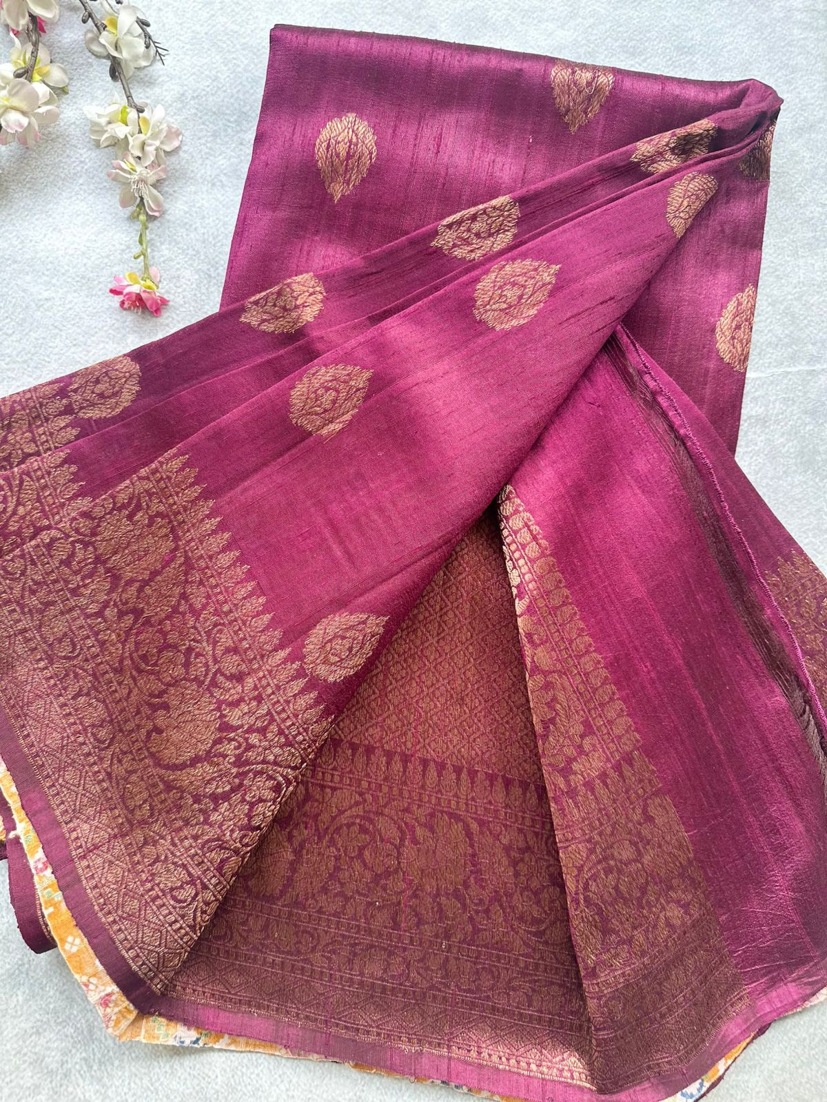 Wine Pure Raw Silk Saree 109