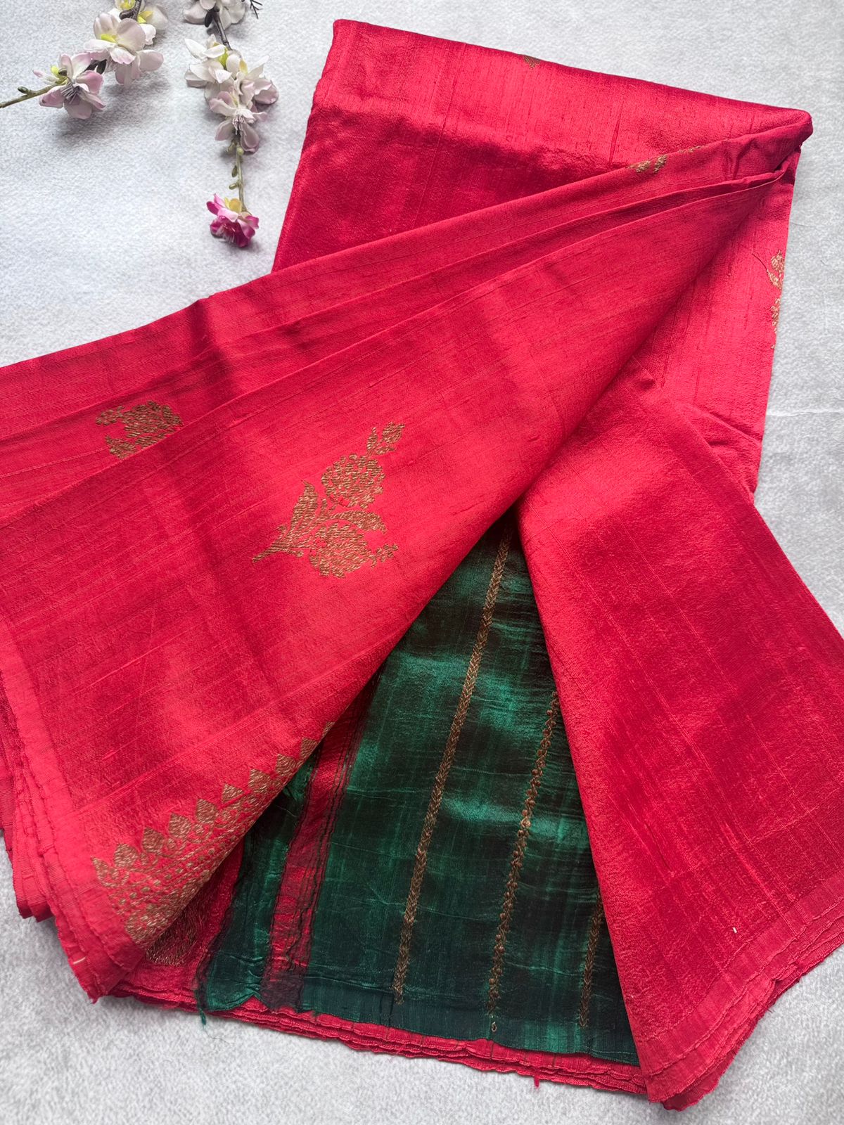 Red Pure Raw Silk Saree 109