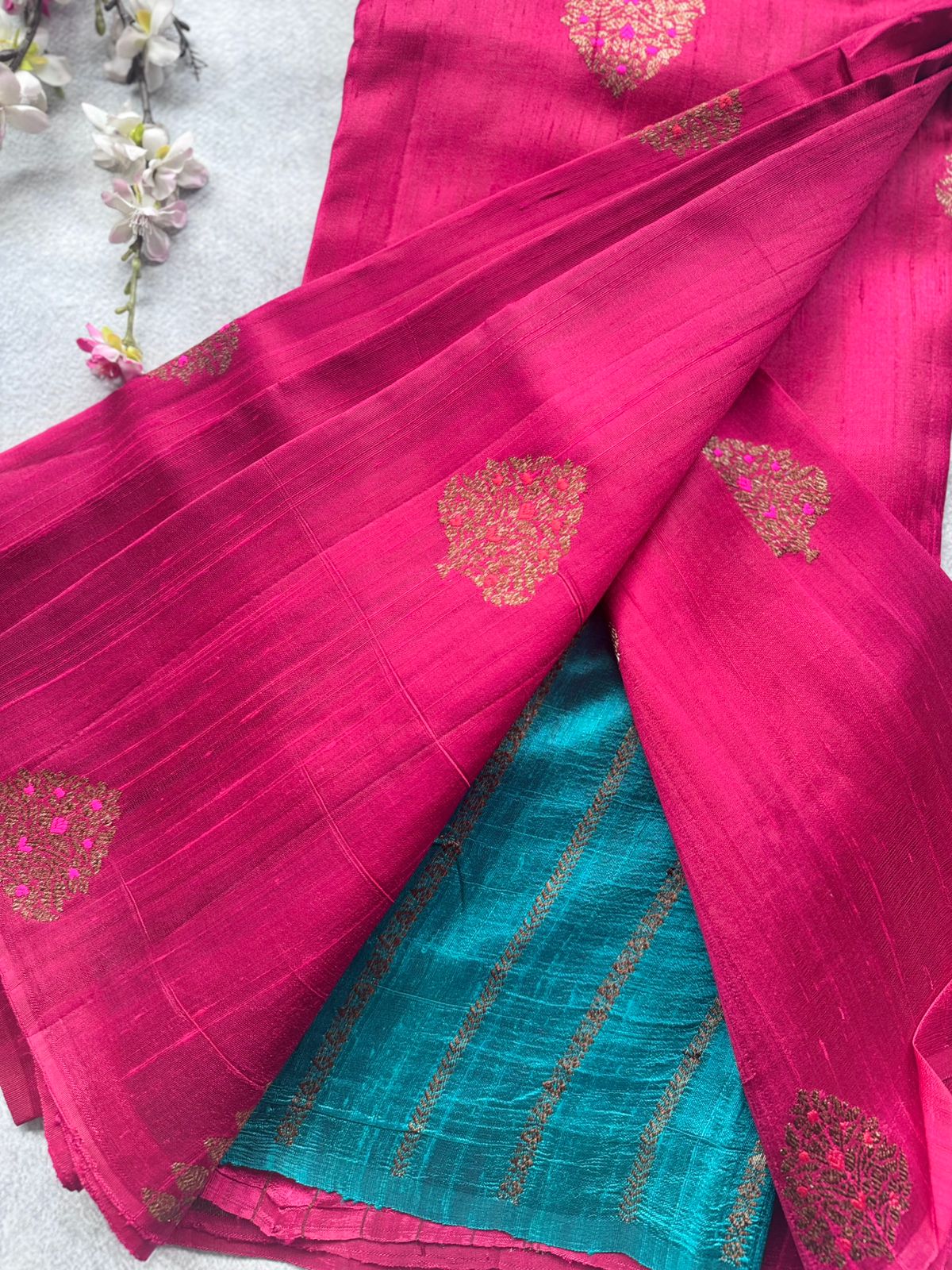 Pink Pure Raw Silk Saree 109