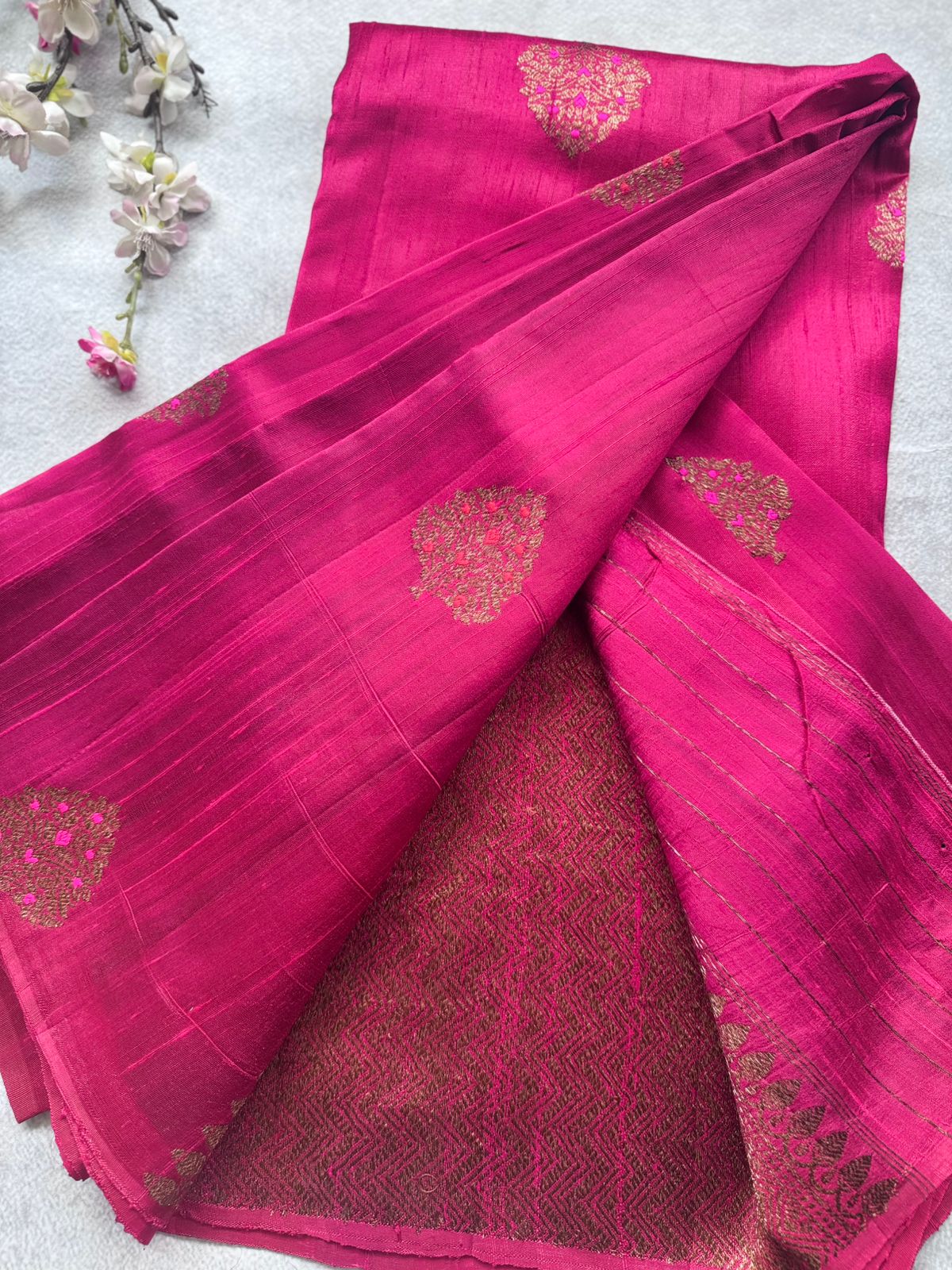 Pink Pure Raw Silk Saree 109