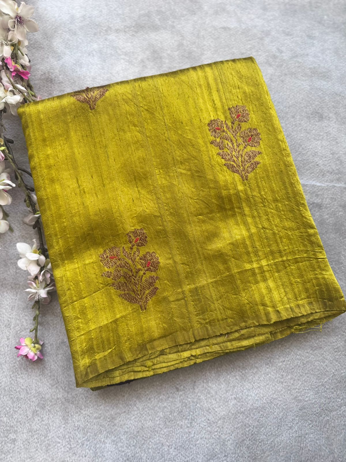 Mehandi Green Pure Raw Silk Saree 109