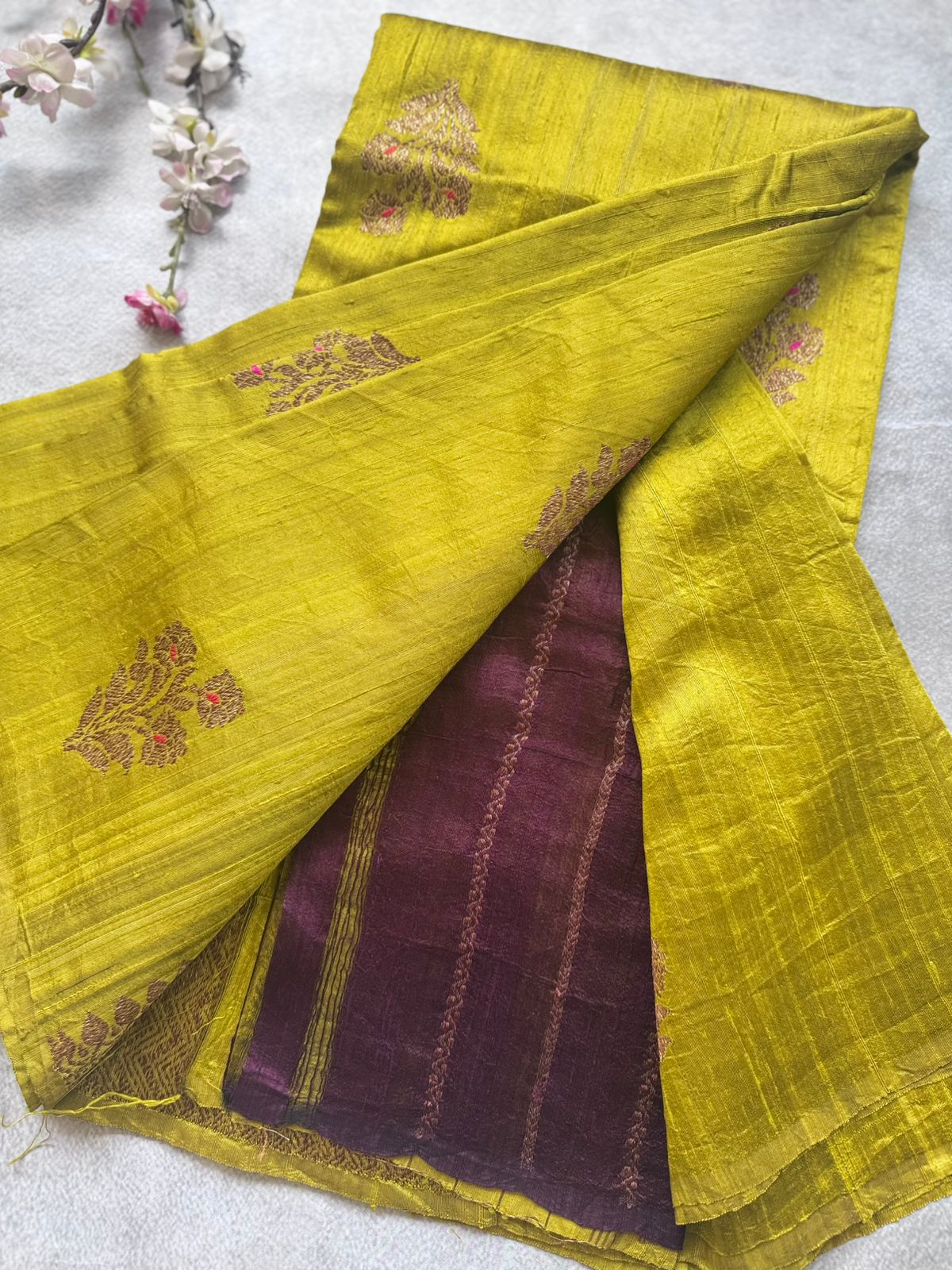 Mehandi Green Pure Raw Silk Saree 109