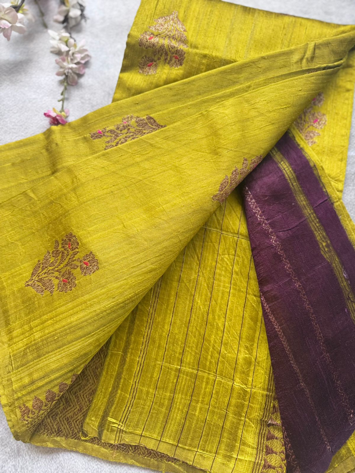 Mehandi Green Pure Raw Silk Saree 109