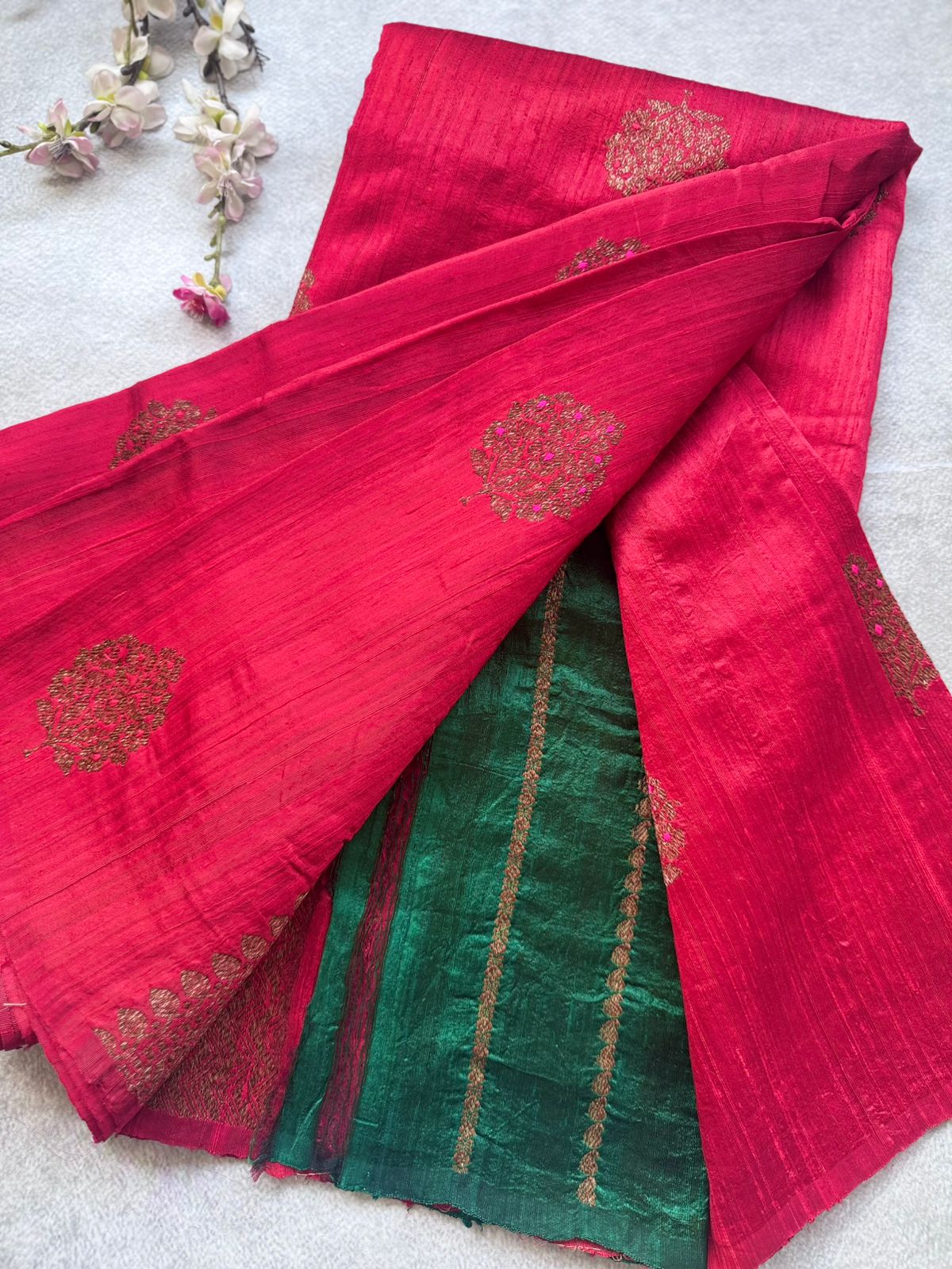 Red Pure Raw Silk Saree 109