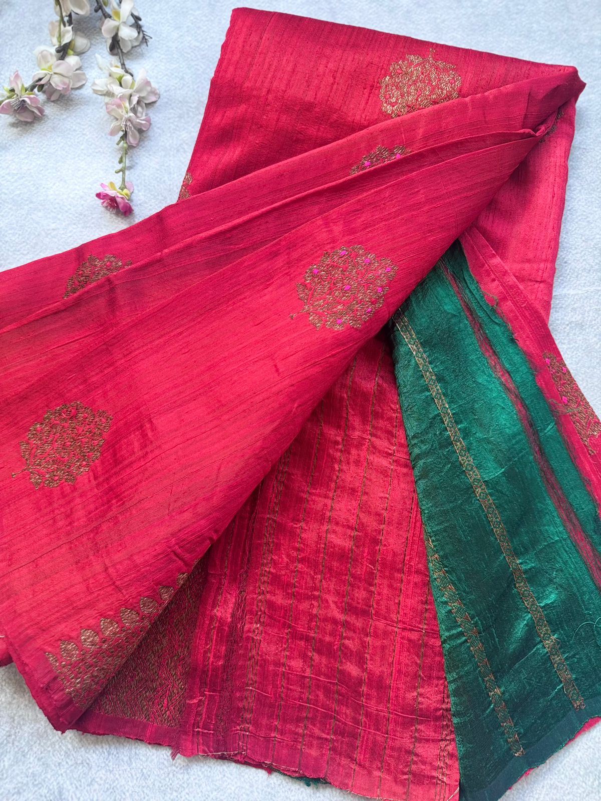 Red Pure Raw Silk Saree 109