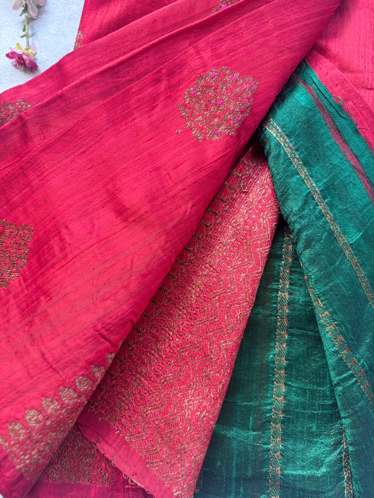 Red Pure Raw Silk Saree 109