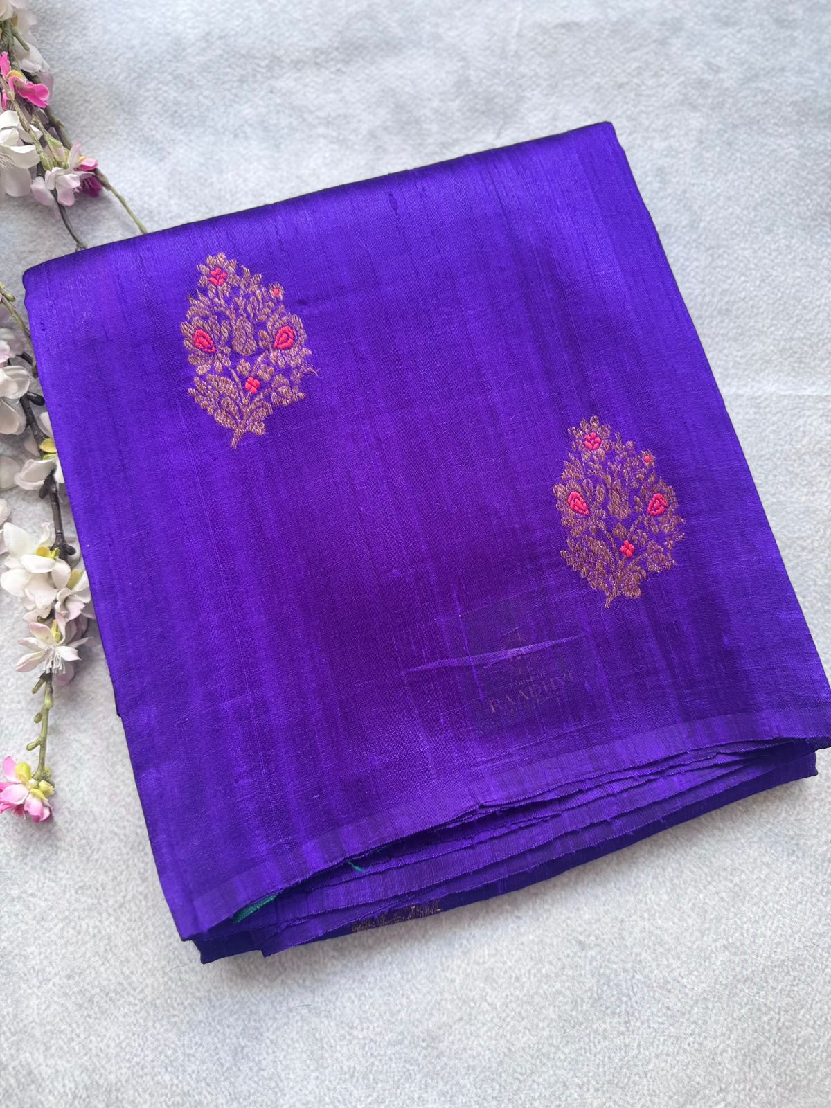 Royal Blue Pure Raw Silk Saree 109