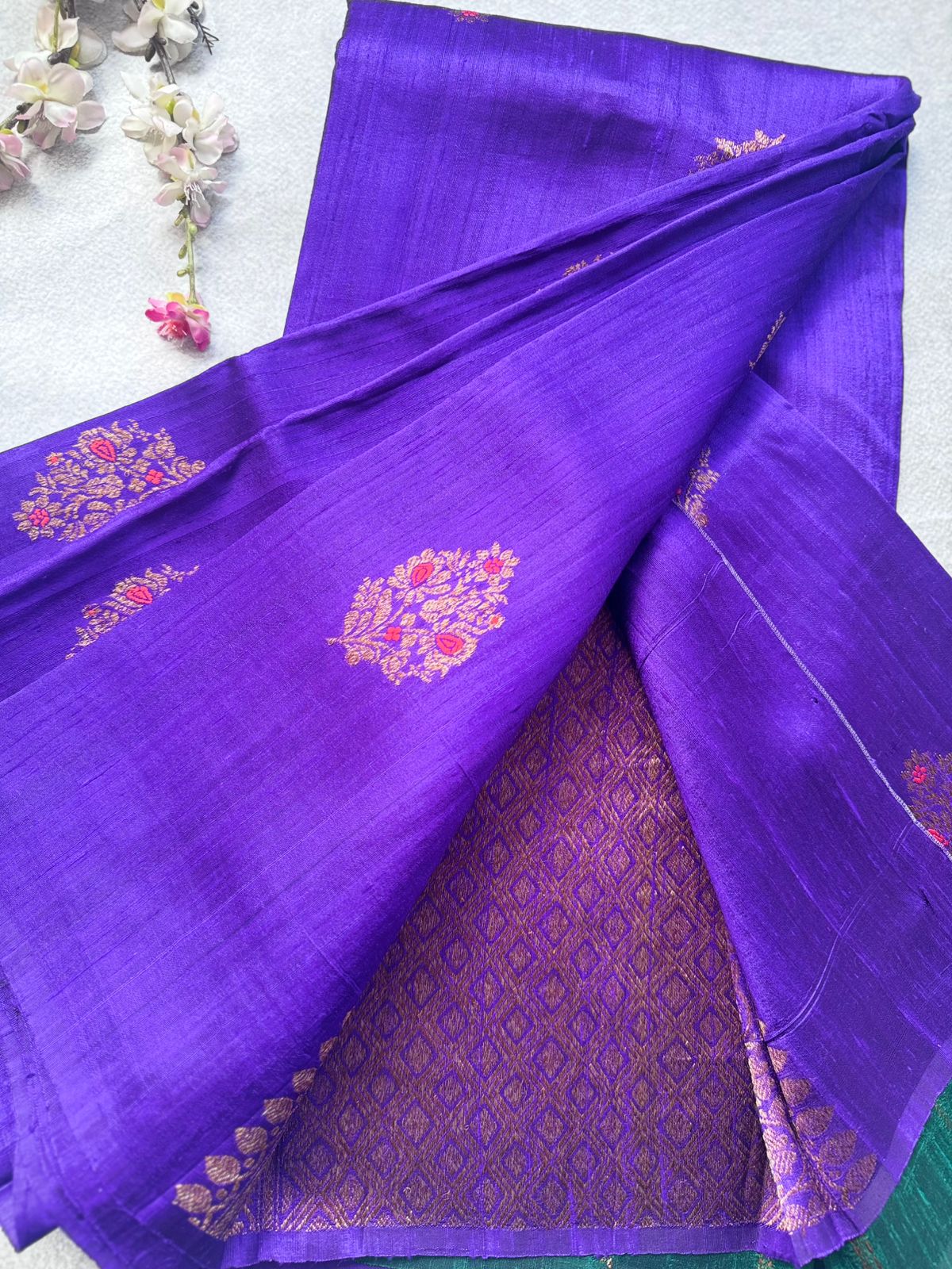 Royal Blue Pure Raw Silk Saree 109