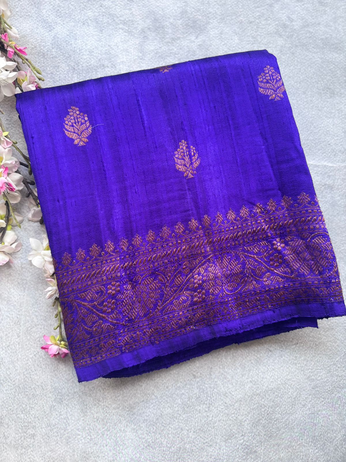 Royal Blue Pure Raw Silk Saree 109