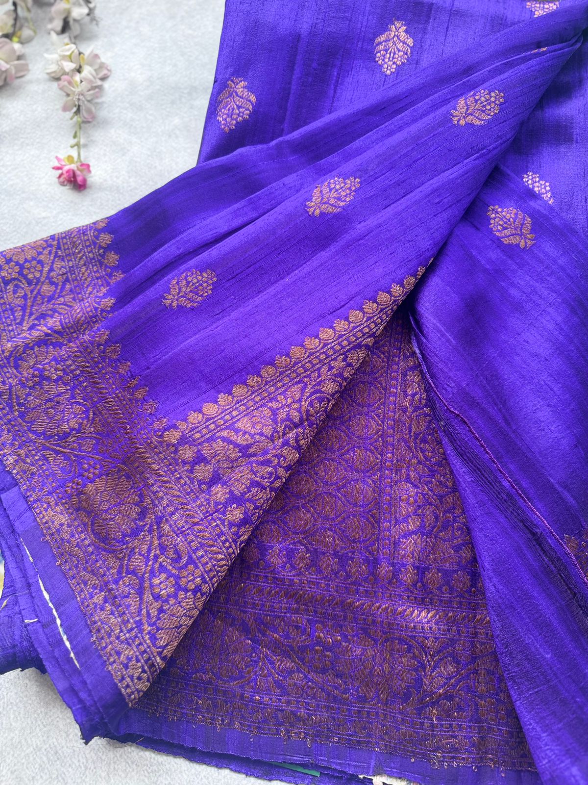 Royal Blue Pure Raw Silk Saree 109