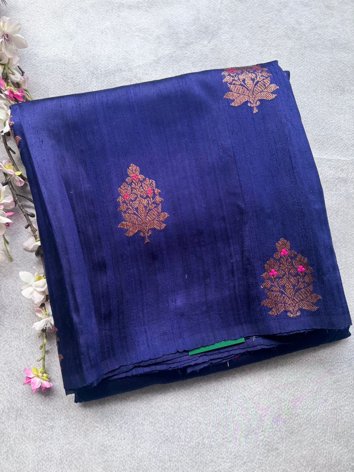 Navy Blue Pure Raw Silk Saree 109