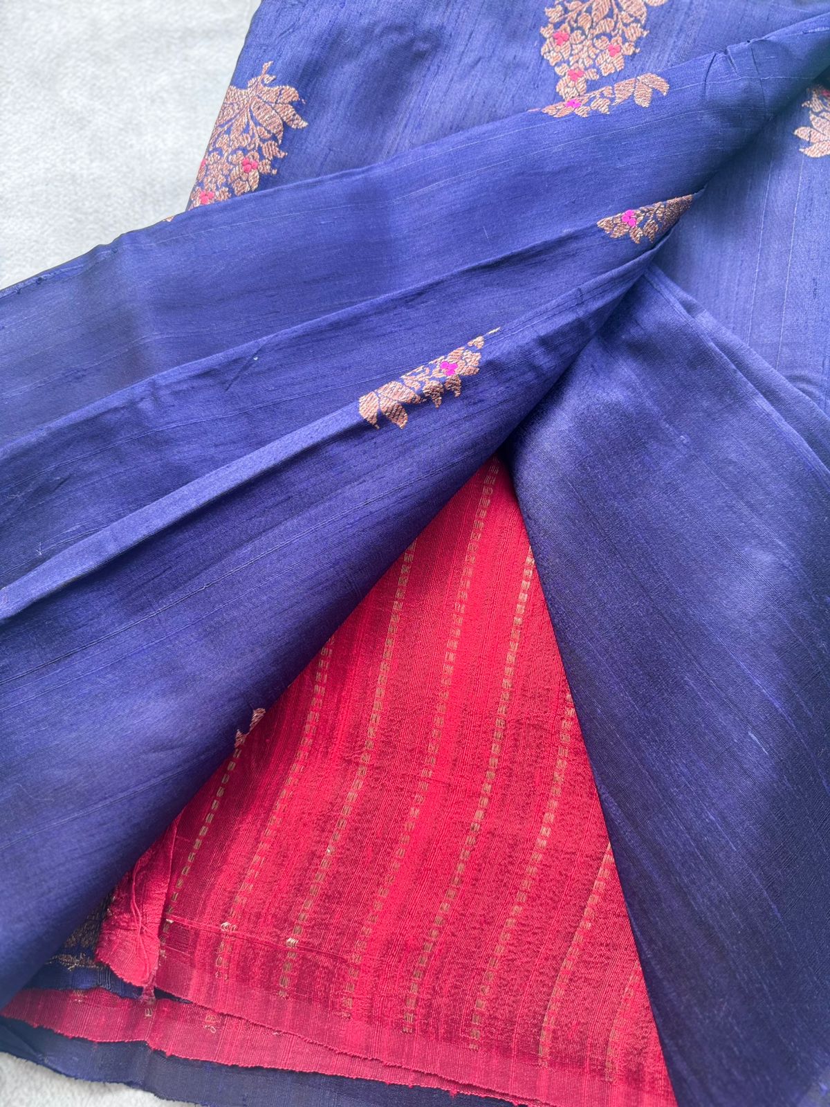 Navy Blue Pure Raw Silk Saree 109