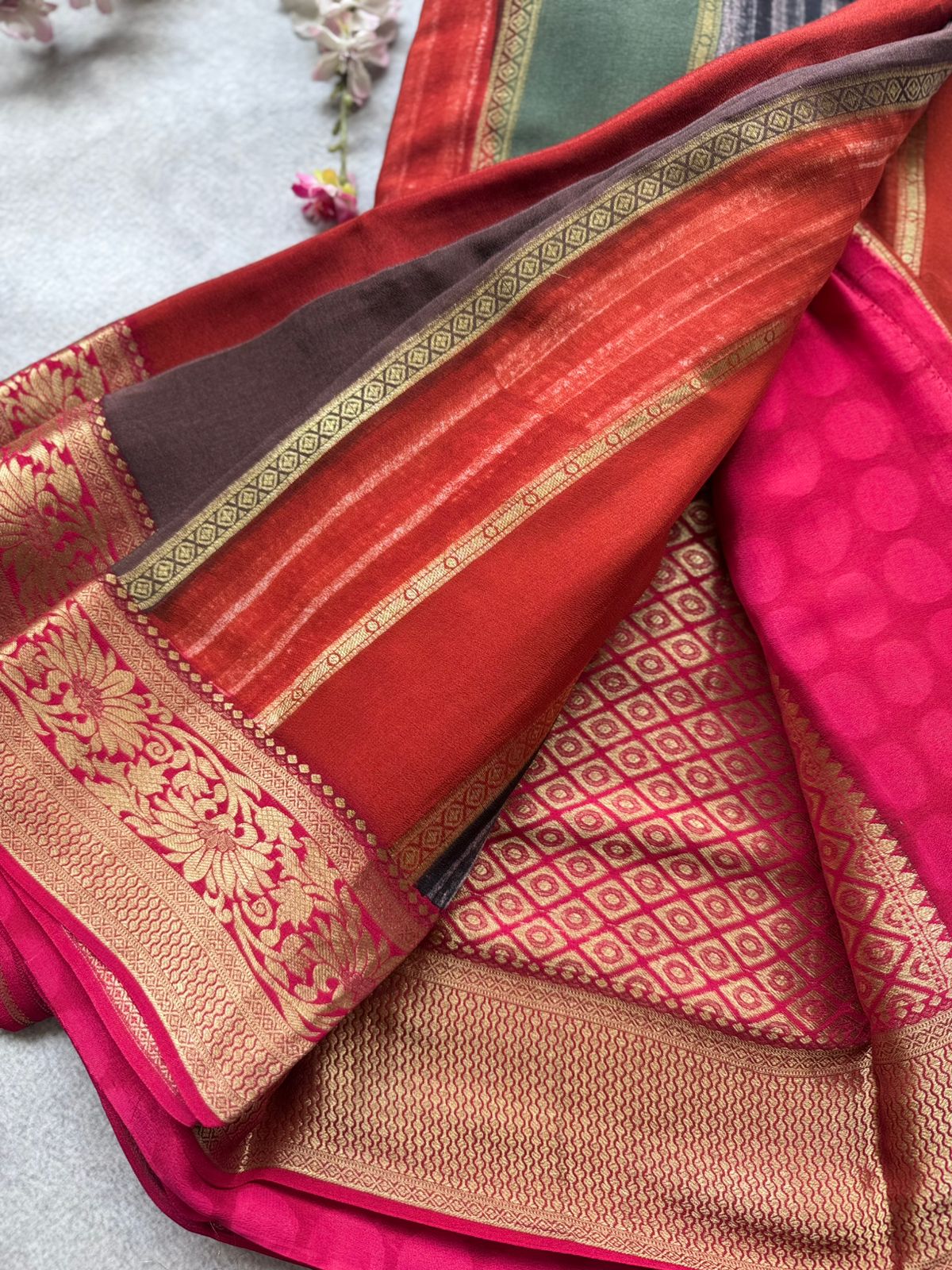 Multicolor Pure Mysore Crepe Silk Saree (Swara)
