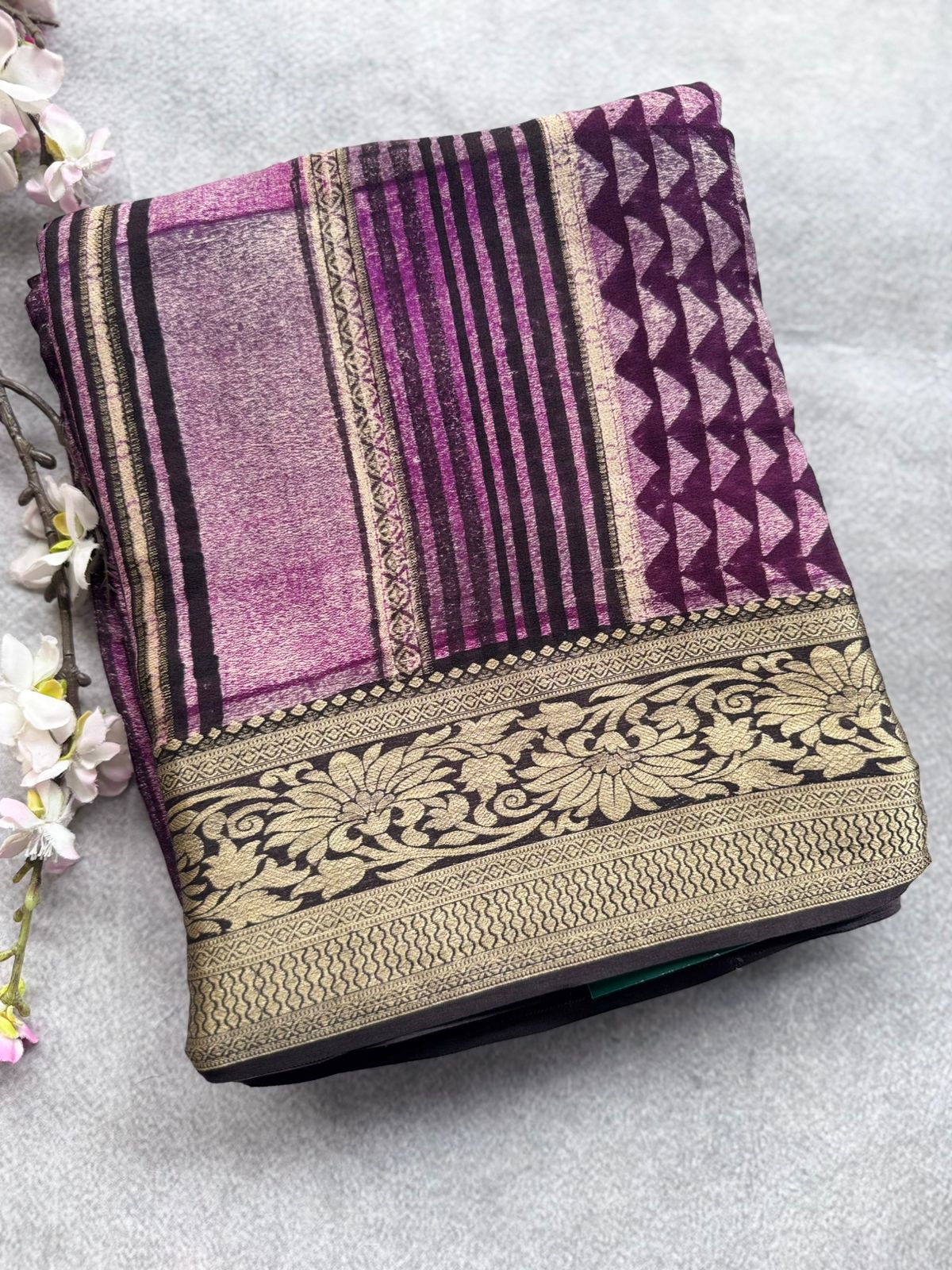 Purple Pure Mysore Crepe Silk Saree (Swara)