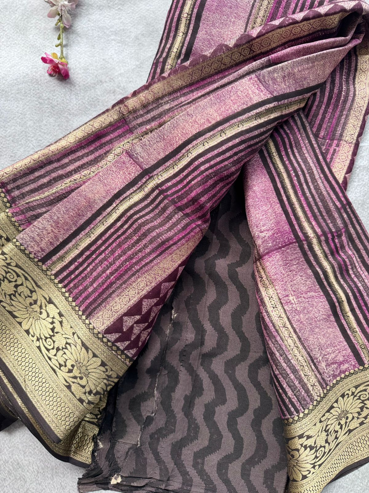 Purple Pure Mysore Crepe Silk Saree (Swara)