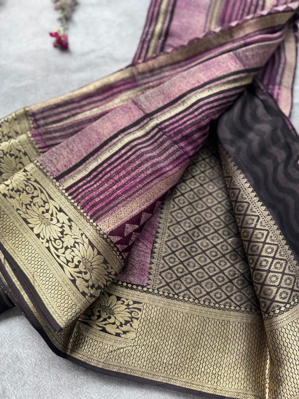 Purple Pure Mysore Crepe Silk Saree (Swara)
