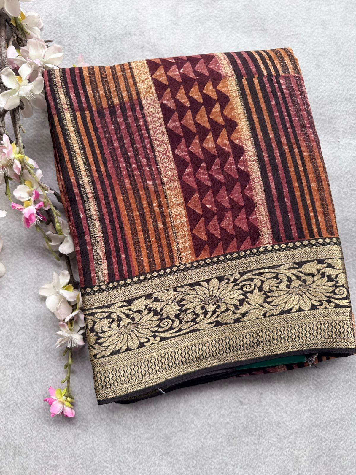 Multicolor Pure Mysore Crepe Silk Saree (Swara)