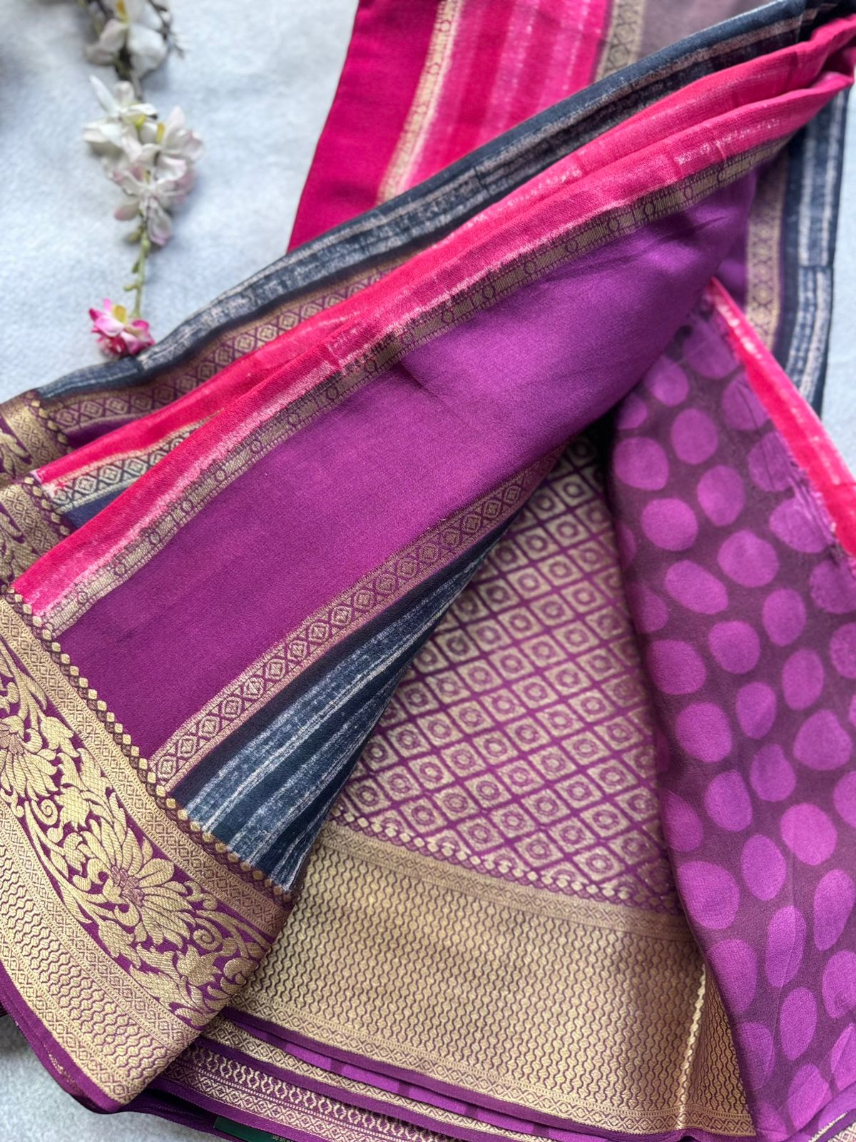 Pink Pure Mysore Crepe Silk Saree (Swara)