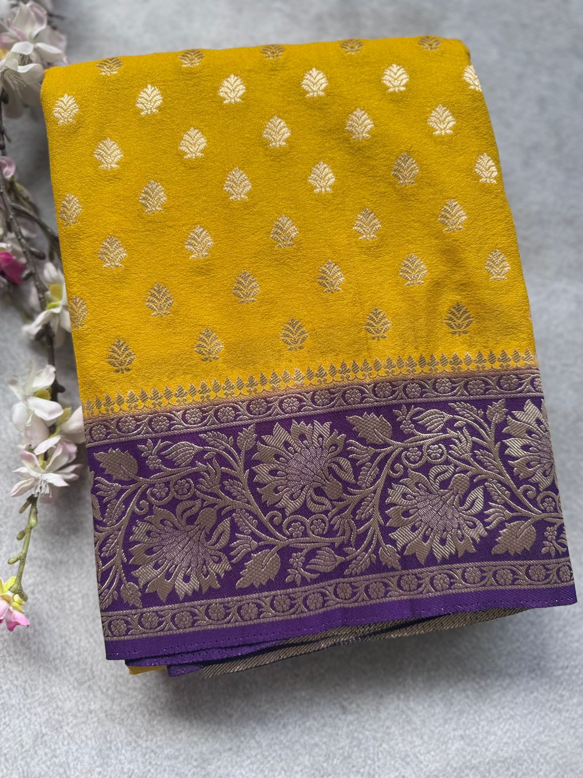 Mustard Yellow Georgette Saree 109