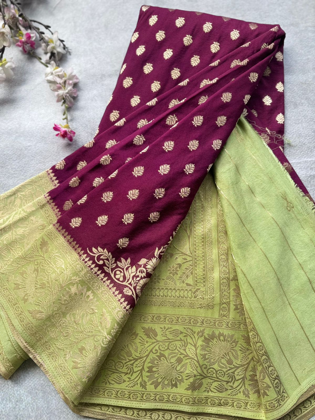 Wine Georgette Saree 109
