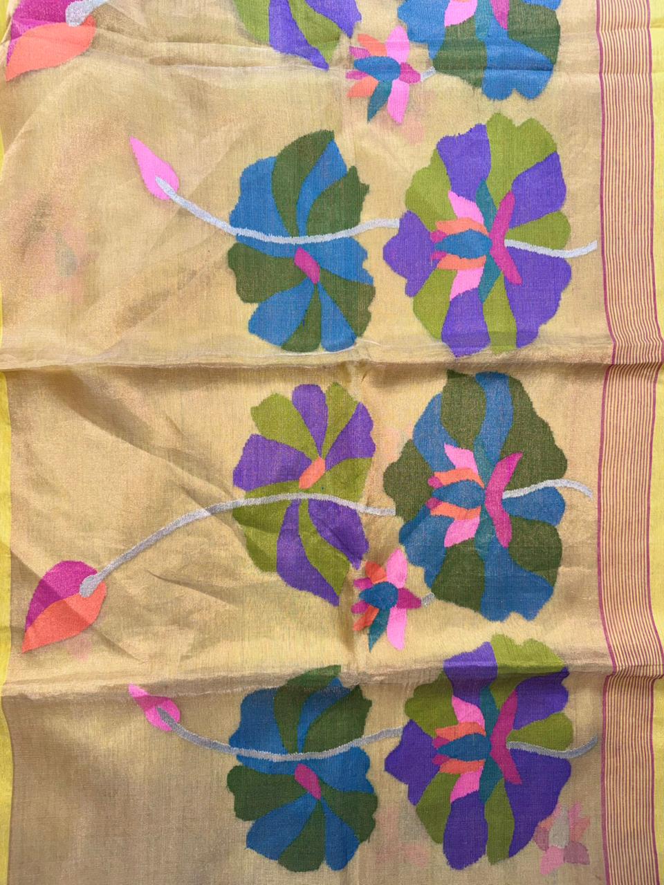 Yellow Pure Jamdani Saree (Swara)