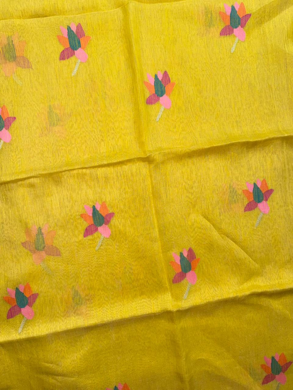 Yellow Pure Jamdani Saree (Swara)