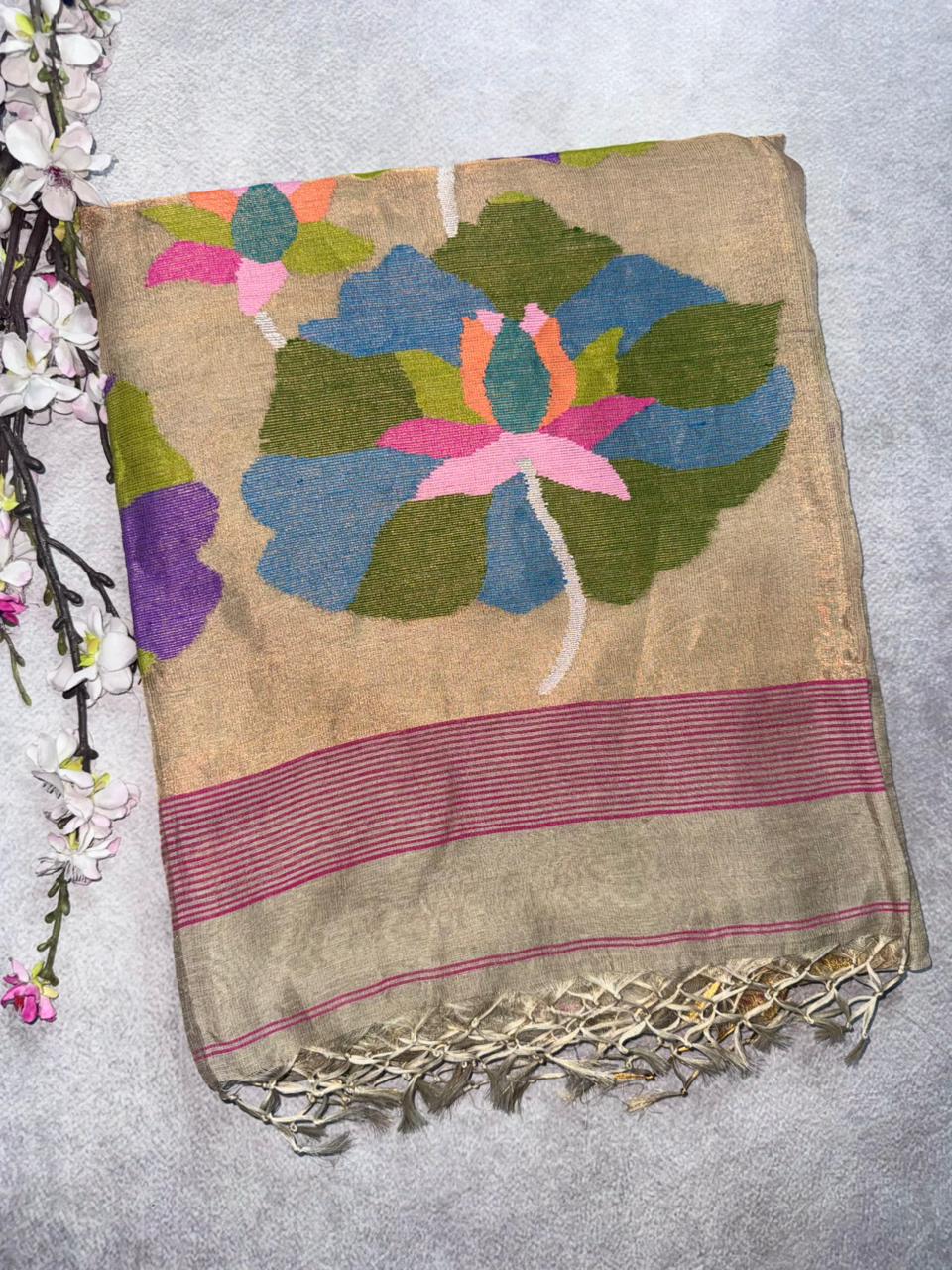 Beige Pure Jamdani Saree (Swara)