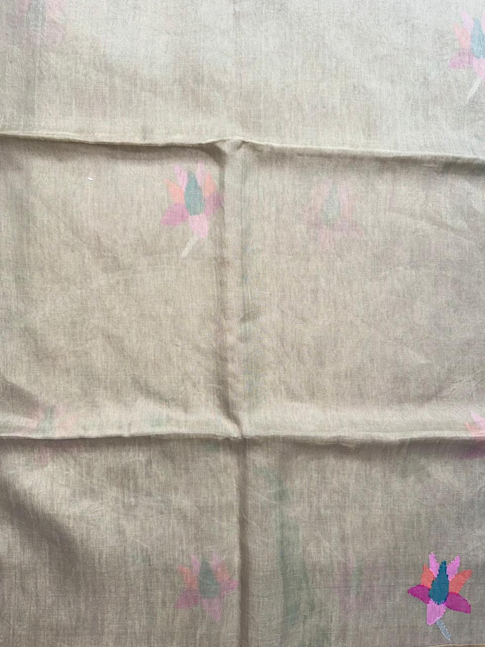 Beige Pure Jamdani Saree (Swara)