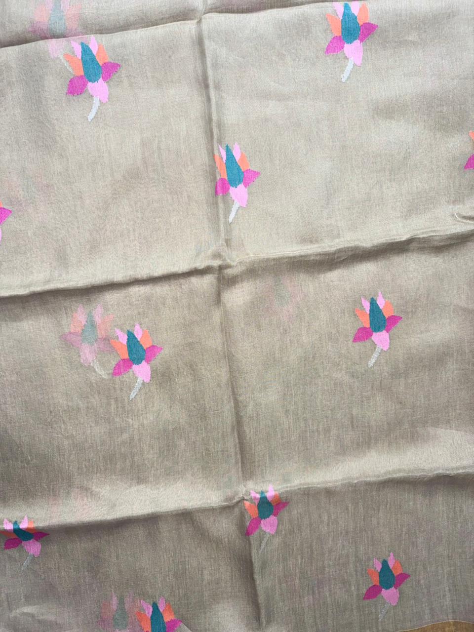Beige Pure Jamdani Saree (Swara)