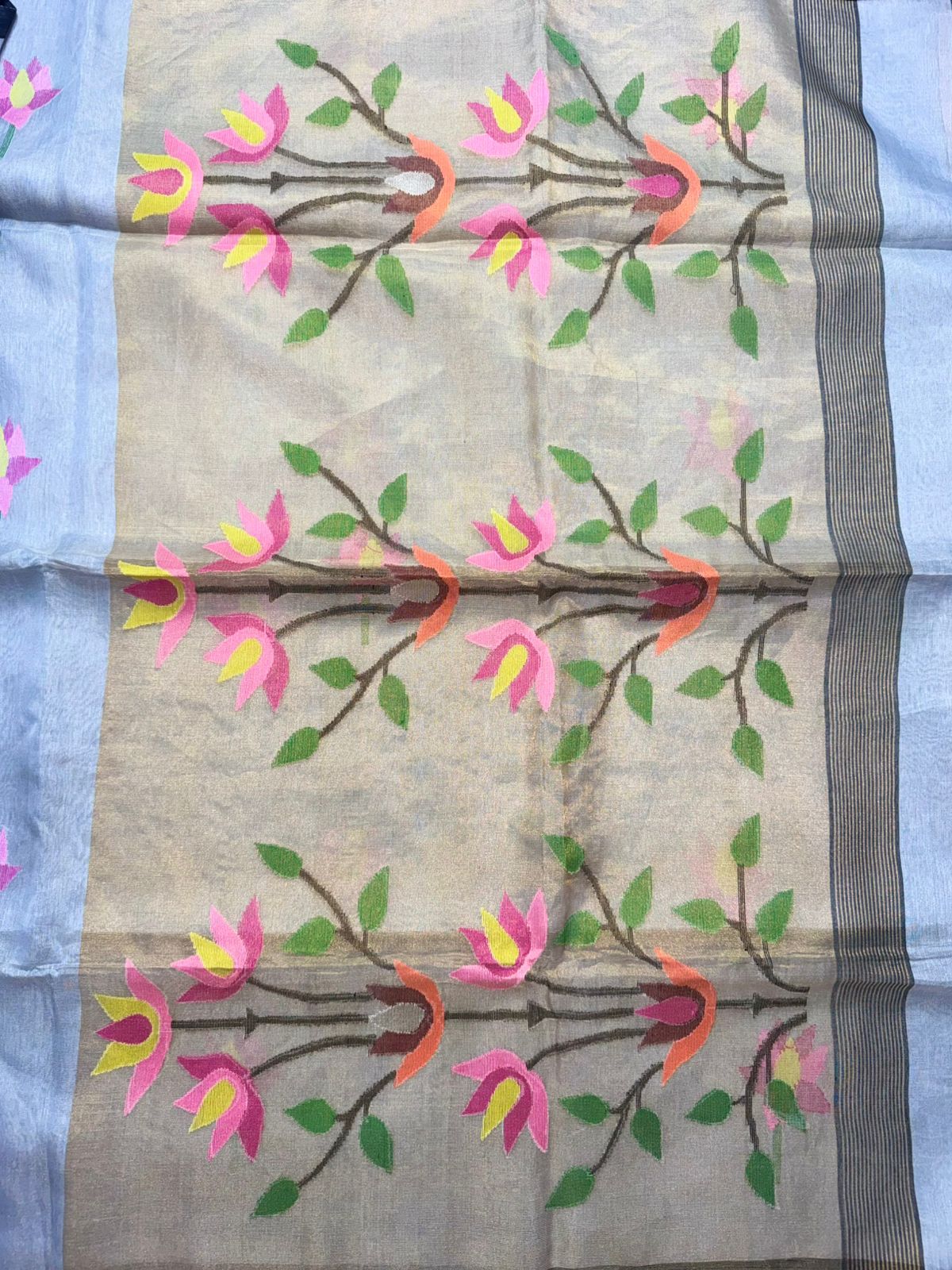 Blue Pure Jamdani Saree (Swara)