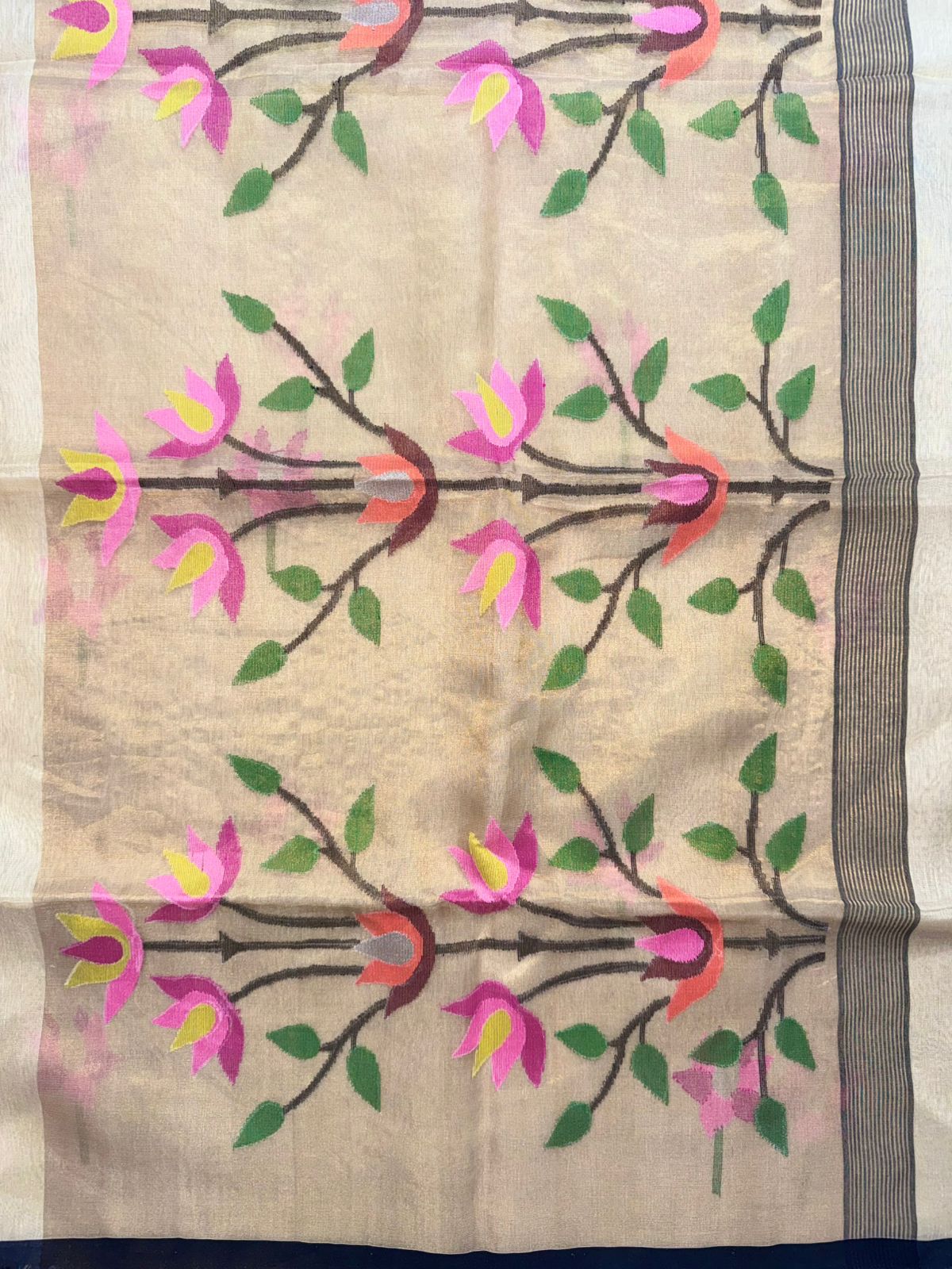 Cream Pure Jamdani Saree (Swara)