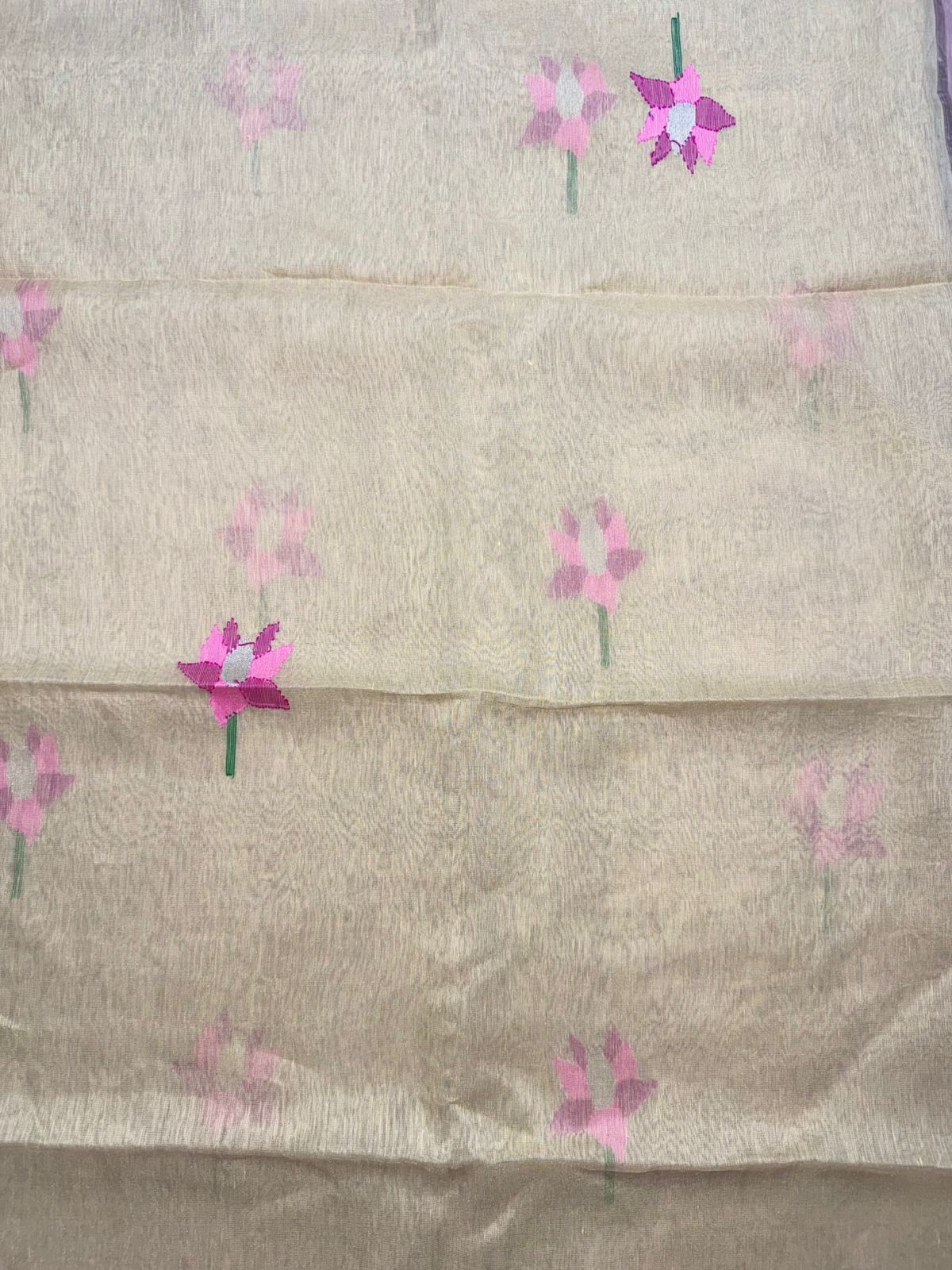 Cream Pure Jamdani Saree (Swara)