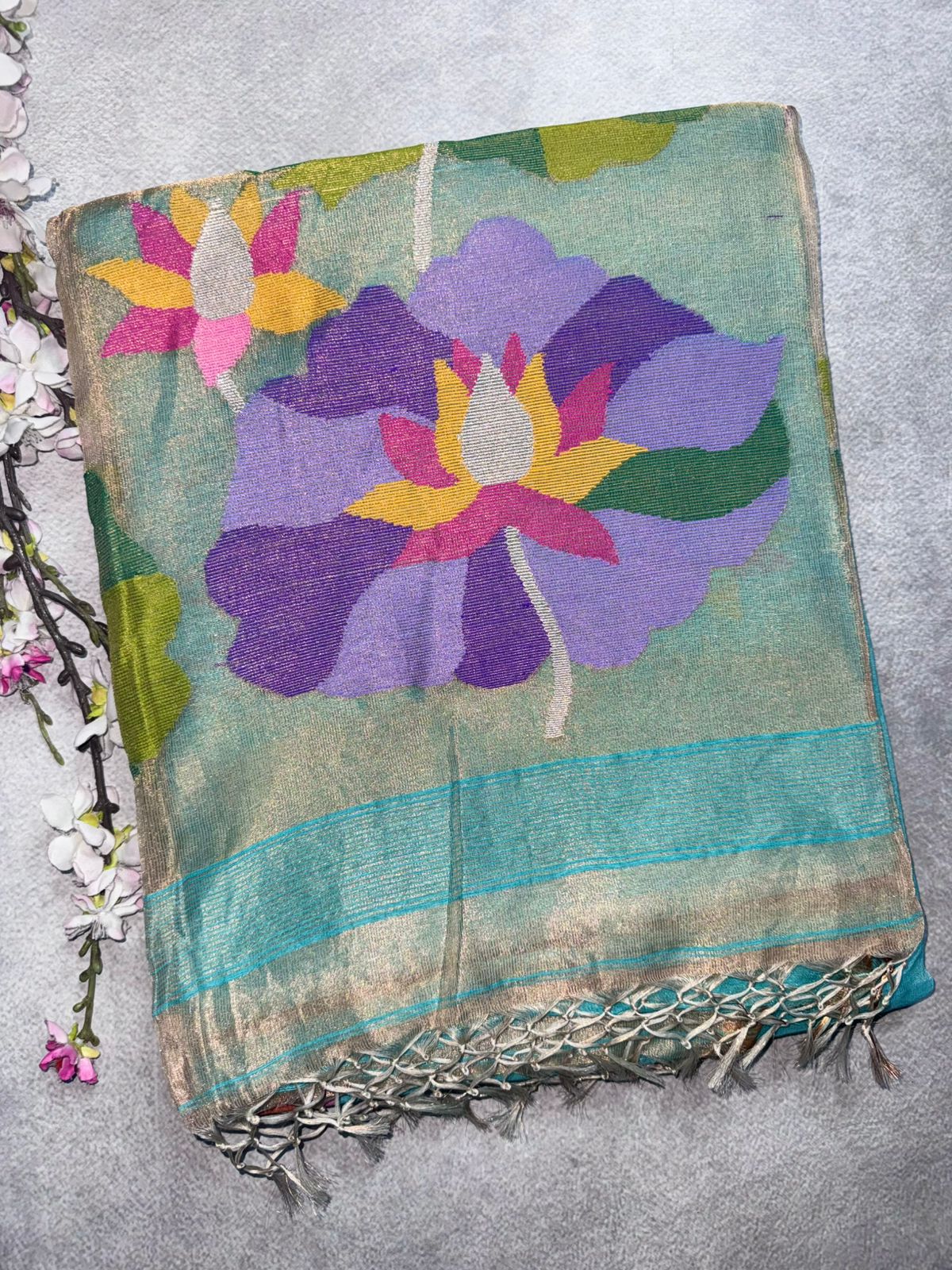Pastel Blue Pure Jamdani Saree (Swara)
