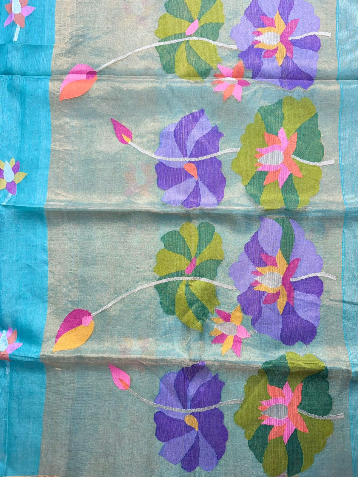 Pastel Blue Pure Jamdani Saree (Swara)