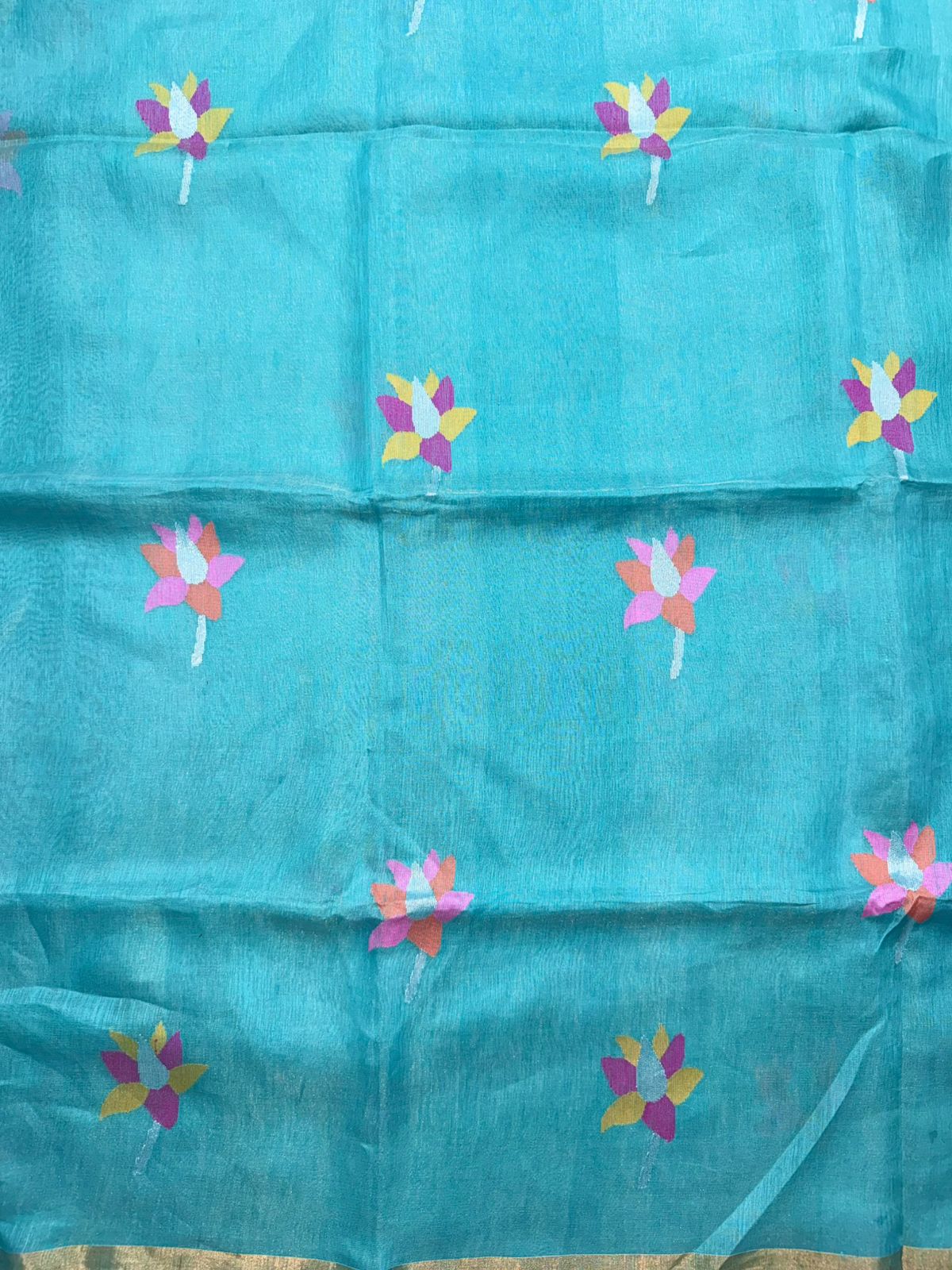 Pastel Blue Pure Jamdani Saree (Swara)