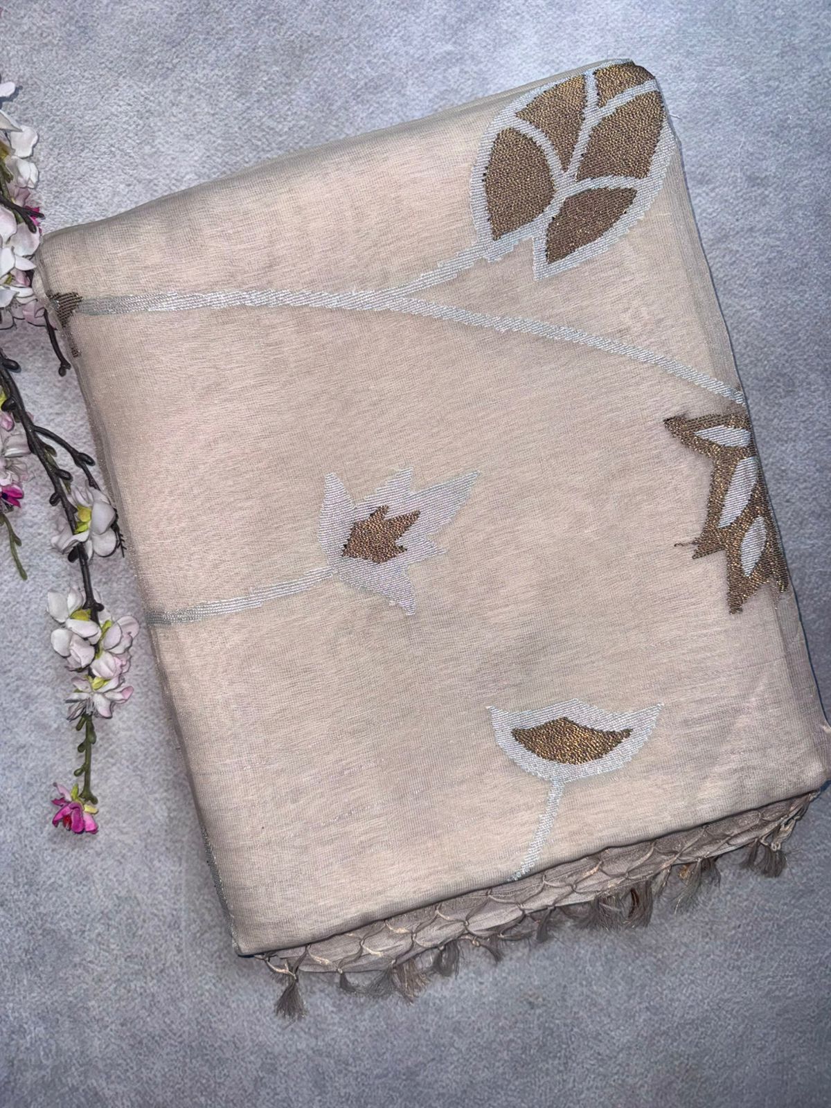 Cream Pure Jamdani Saree (Swara)