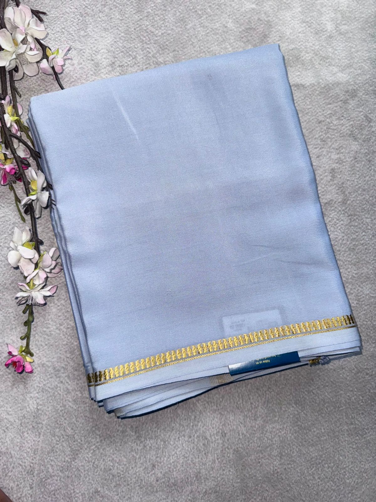 Pastel Blue Pure Mysore Crepe Silk Saree 109