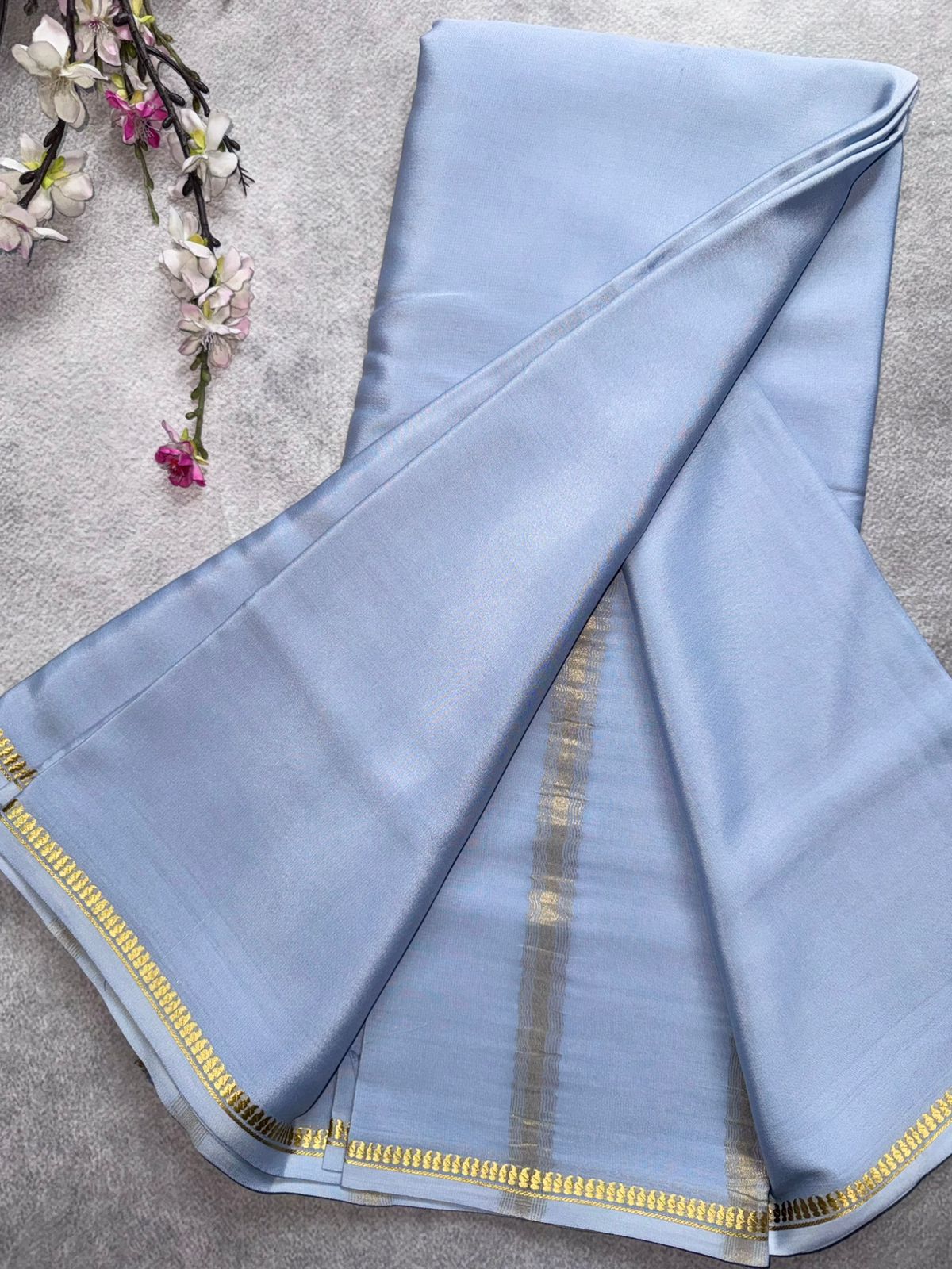 Pastel Blue Pure Mysore Crepe Silk Saree 109