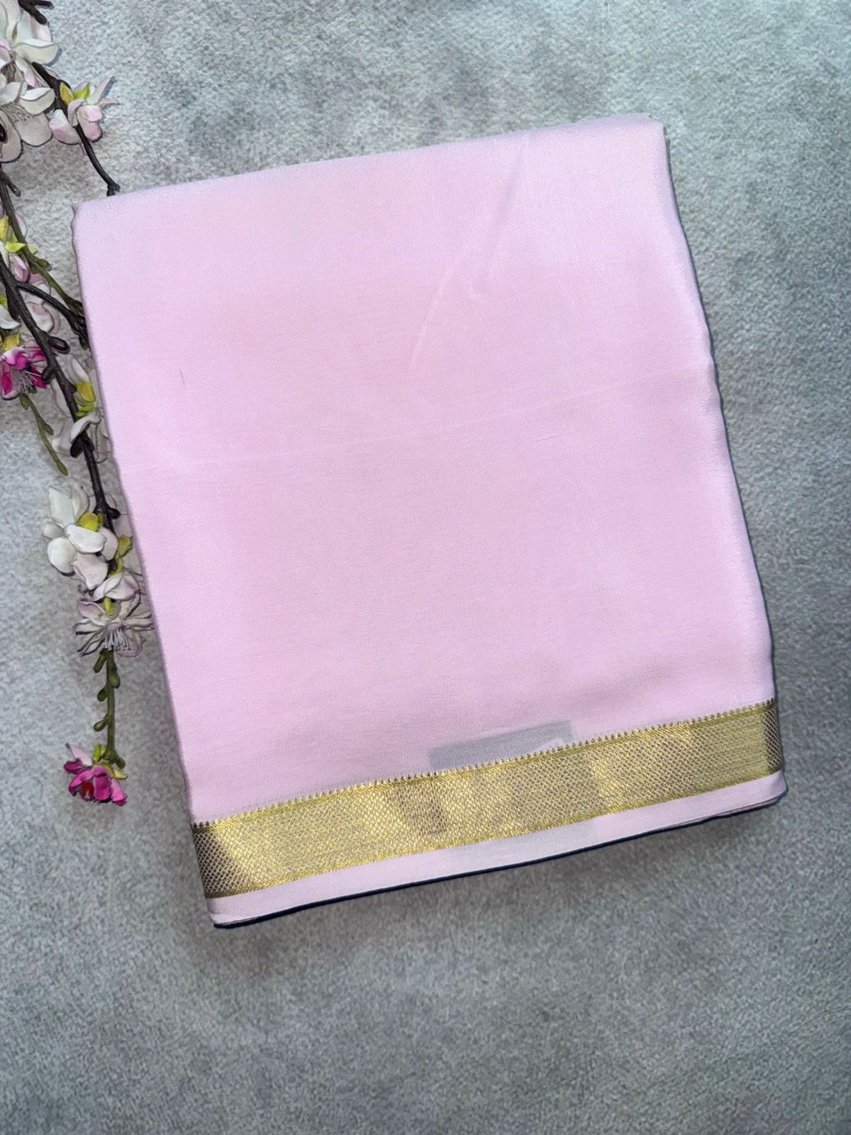 Pastel Pink Pure Mysore Crepe Silk Saree 109