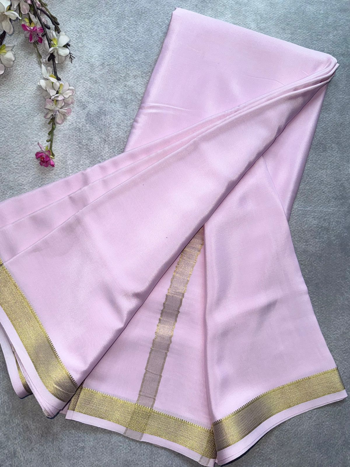 Pastel Pink Pure Mysore Crepe Silk Saree 109