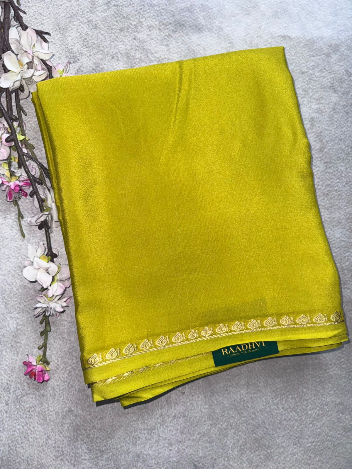 Mustard Pure Mysore Crepe Silk Saree 109