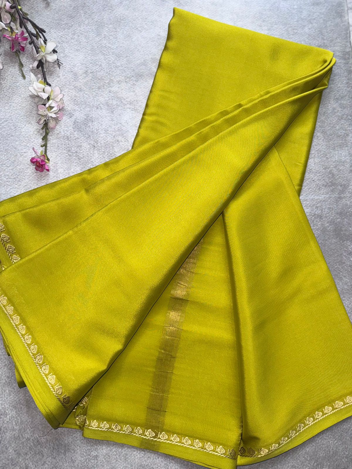 Mustard Pure Mysore Crepe Silk Saree 109