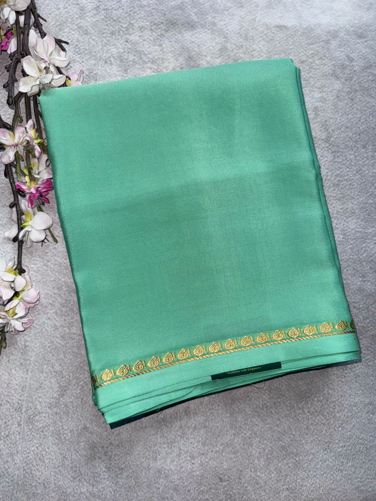 Pastel Green Pure Mysore Crepe Silk Saree 109