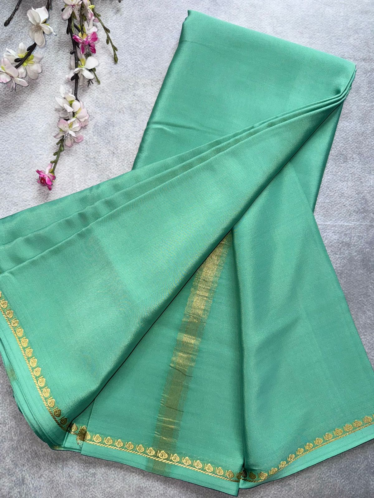 Pastel Green Pure Mysore Crepe Silk Saree 109