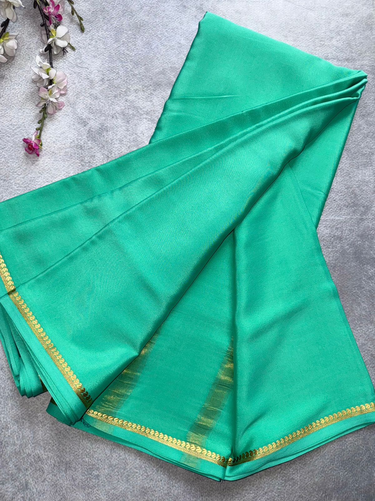 Green Pure Mysore Crepe Silk Saree 109