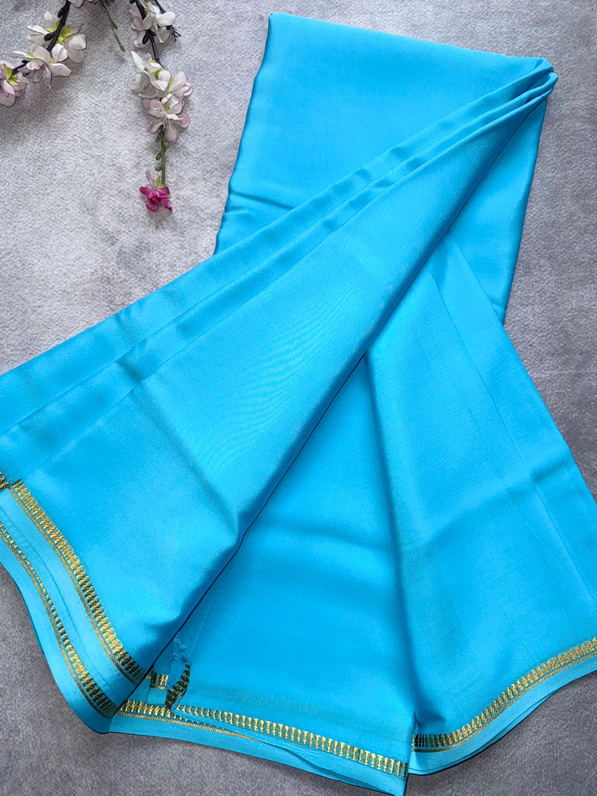 Sky Blue Pure Mysore Crepe Silk Saree 109